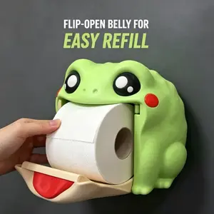 3D Frog Tissue Box with Flip Lid & Googly Eyes - Durable Plastic Freestanding Storage, Non-Adhesive & Easy to Clean, Green with Red Cheeks Humorous Home Decor Frog Tissue Holder Fun Bathroom Accessories
