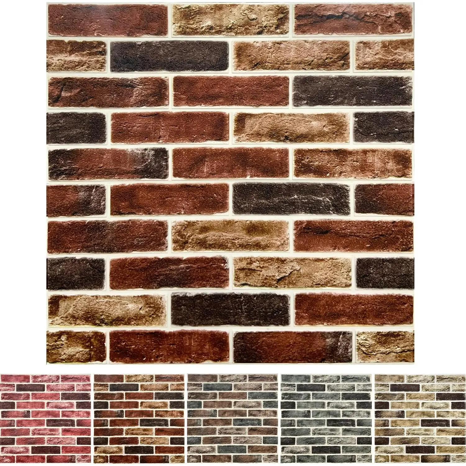 10-Pack 52 Sq.Ft  Wall Panels Peel and Stick  Faux Brick Wallpaper Peel and Stick Red Brown Faux Stone Wall Panel  Brick Self-Adhesive  Wallpaper