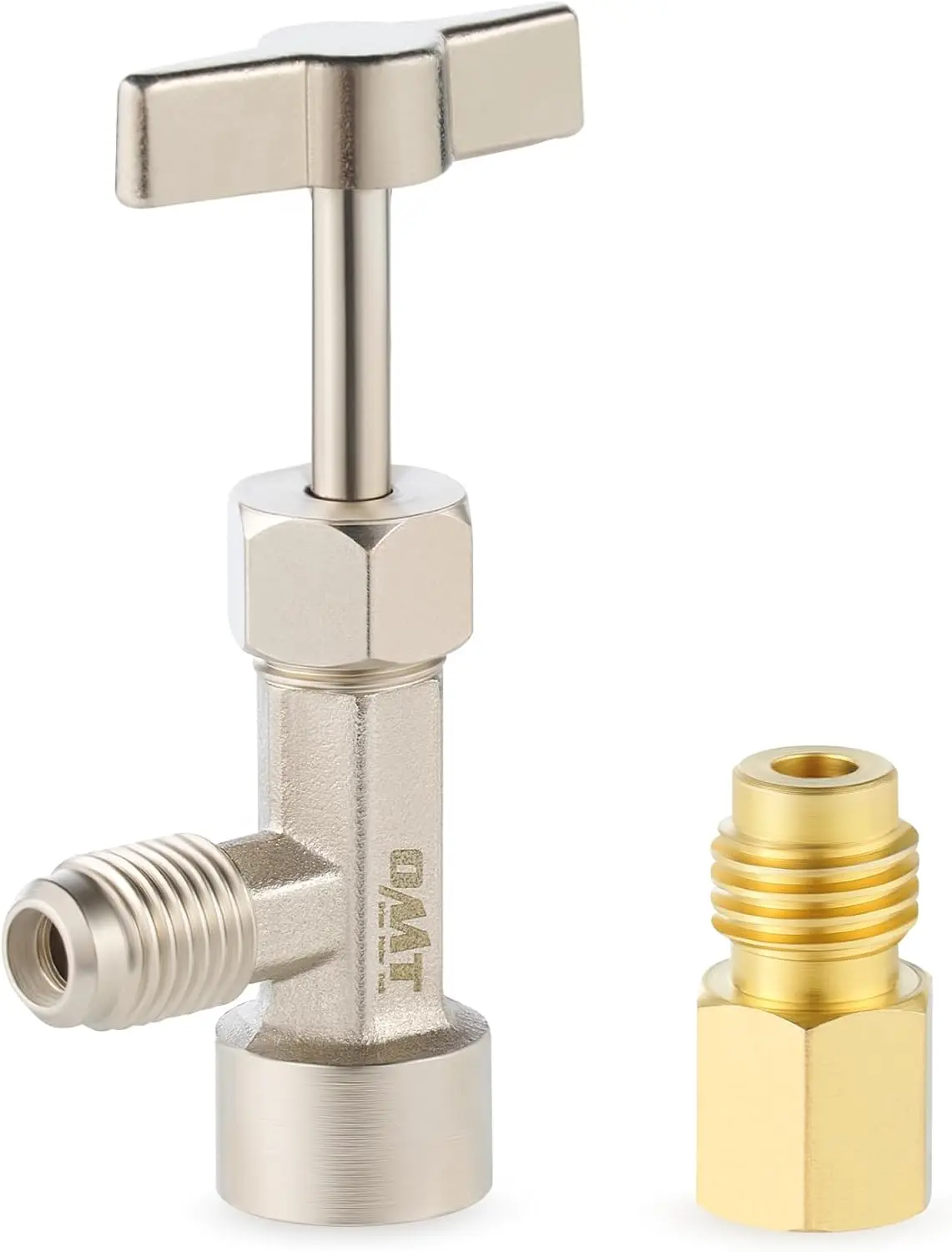 OMT R134a Self-Sealing Can Tap Valve with Tank Adapter and Threading | Brass Construction; Triple Leak Prevention; 1/4" Adapter; Dispenser Tool for DIY Automotive Mechanics
