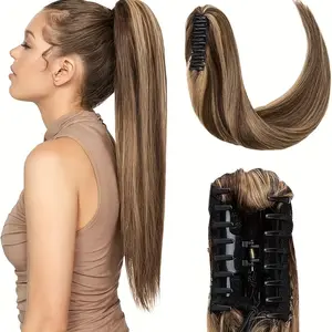 2025 Fashion Wholesale Real Remy Human Hair Claw Clip Ponytail Extension for Women - Long Straight Ponytail, 16-26 Inches, Secure Fit with AdjustClips, Natural Look for All Hair Types, Everyday Hairstyle Extension |   Natural Look Hairpiece |   Secure Cl