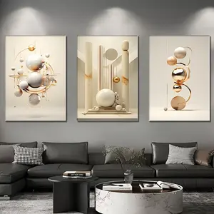 Solid Color Geometric Sphere Theme Wooden Frame Canvas Painting, 3-Dimensional Effect Spray Paint Poster, Indoor Wall Decoration, Suitable for Living Room Bedroom Office, Art Design Decoration, Used for Wall Decoration Artistic Decorative