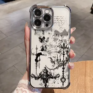 Phone Case - Gothic Grunge Art Phone Case, compatible with iPhone 17, 16E, 16, 15, 14, 13, 12, 11 Mini, Pro, Max, Air, X, XR, XSMAX, 8 and 7 Plus. Is a transparent soft back cover designed to prevent falls.