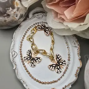 Black & Gold Butterfly Tumbler Charm | Elegant Cup Accessory | Giftable Charm