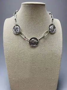 Western 3 Buffalo Coin Choker & Earring Set - 14 inch + 3