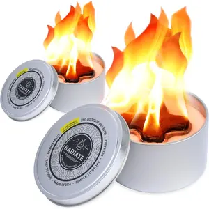2-Pack Portable Tabletop Firepit Campfire in a Can - 4" White Modern - 2 Hours Warmth & Burn Time - Soy Wax Portable Fire - Lightweight Camping Fire & Safe Tabletop Firepit