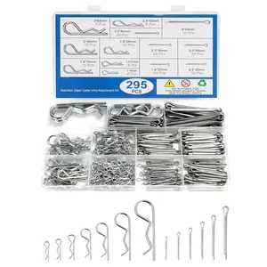 295 count Cotter Pin Kit, Stainless Steel 13 Sizes Spring Fasteners, R-Clip Hardware Pins, Straight Pins, Hitch Pins for Trailer Lockouts, Trailer Clips, Mowers, , Mechanic's Choice.
