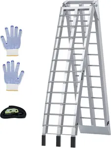 Aluminum Motorcycle Ramps 850 Lbs, 7.5ft Folding Loading Ramps for Pickup Trucks, Trailers Ramp with Load Straps for Bicycles, Trollrys, Motorcycle, Dirt Bike, ATV/UTV, 90" L x 12" W,1Pc