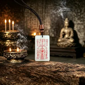 Traditional Polished Ancient Taoist Guardian Jade Tag - Spiritual Protection Amulet for Negative Energy, Evil Eye