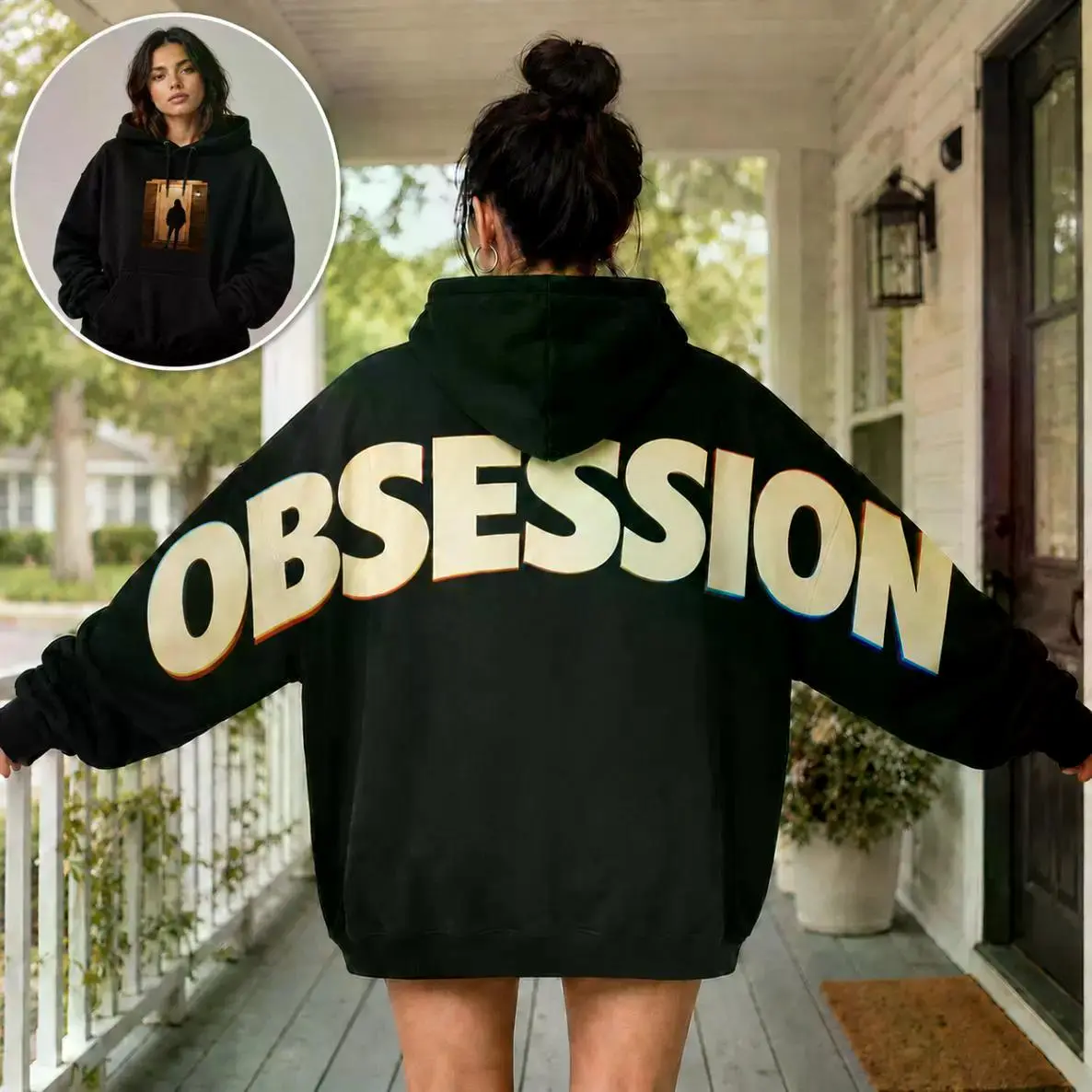 Retro Obsession 2026 Hoodie, Shoulder-to-Shoulder Back Lettering, Horror Graphic, Heavyweight Unisex Pullover