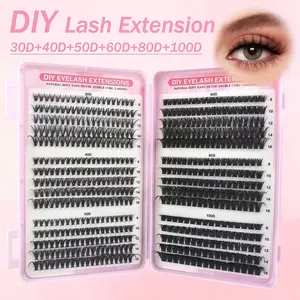 30p/40p/50p Mixed Single Cluster Eyelashes, Natural Box 640 Pairs, Hot Melt Fluffy Eyelashes, Eyelash Extensions, DIY Lash Extension, Perfect for Daily Use