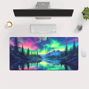 Large Non-Slip Gaming & Office Desk Mat with Colorful Wave Print - Heavy-Duty Rubber Base & Surface, Large Keyboard & Mouse Pad for PC, Computer, Laptop, PC Gamers, Remote Workers, Students - Multicolor Wave Pattern Desk Mat