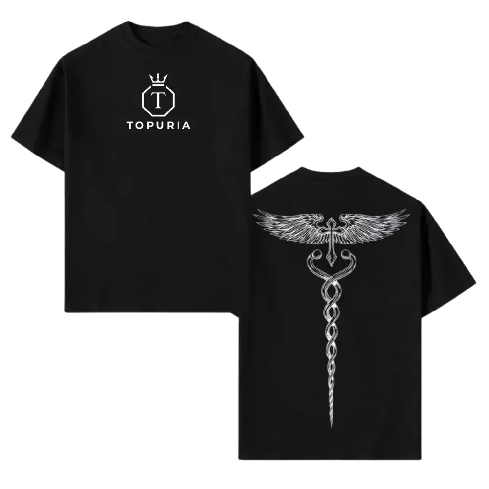 [ 🥊 Sale Up To 50%]Ilia Topuria 'El Matador' Double Sided Graphic Tee, UFC MMA Fighter T-Shirt, Vintage Fight Night Fan Merch, Winged Cross Back Print Shirt, Tattoo Style Artwork Tee, Cotton Streetwear Top, Spanish Georgian Champion Gift Shirt for UFC Fan