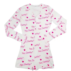 Yes daddy white and pink onesie prettygirlloungeset Comfort Comfortable womenswear pajama lady homewear