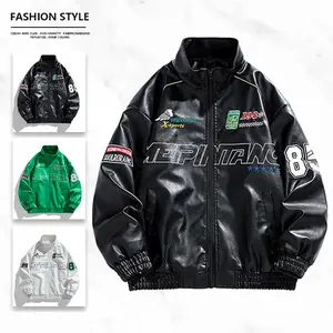 Vintage Motorcycle Leather Jacket with Multiple Badges Design Retro Trendy Spring/Autumn Outerwear for Fashionable Individuals Coats Casual Black Long Sleeve Stylish winter outfits western outfits quilted jacket