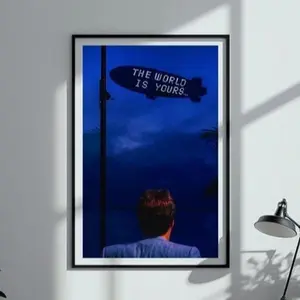 The World Is Yours Poster – Scarface Motivational Wall Art, Luxury Hypebeast Print, Mancave Decor, Vintage Rap Vibes Artwork