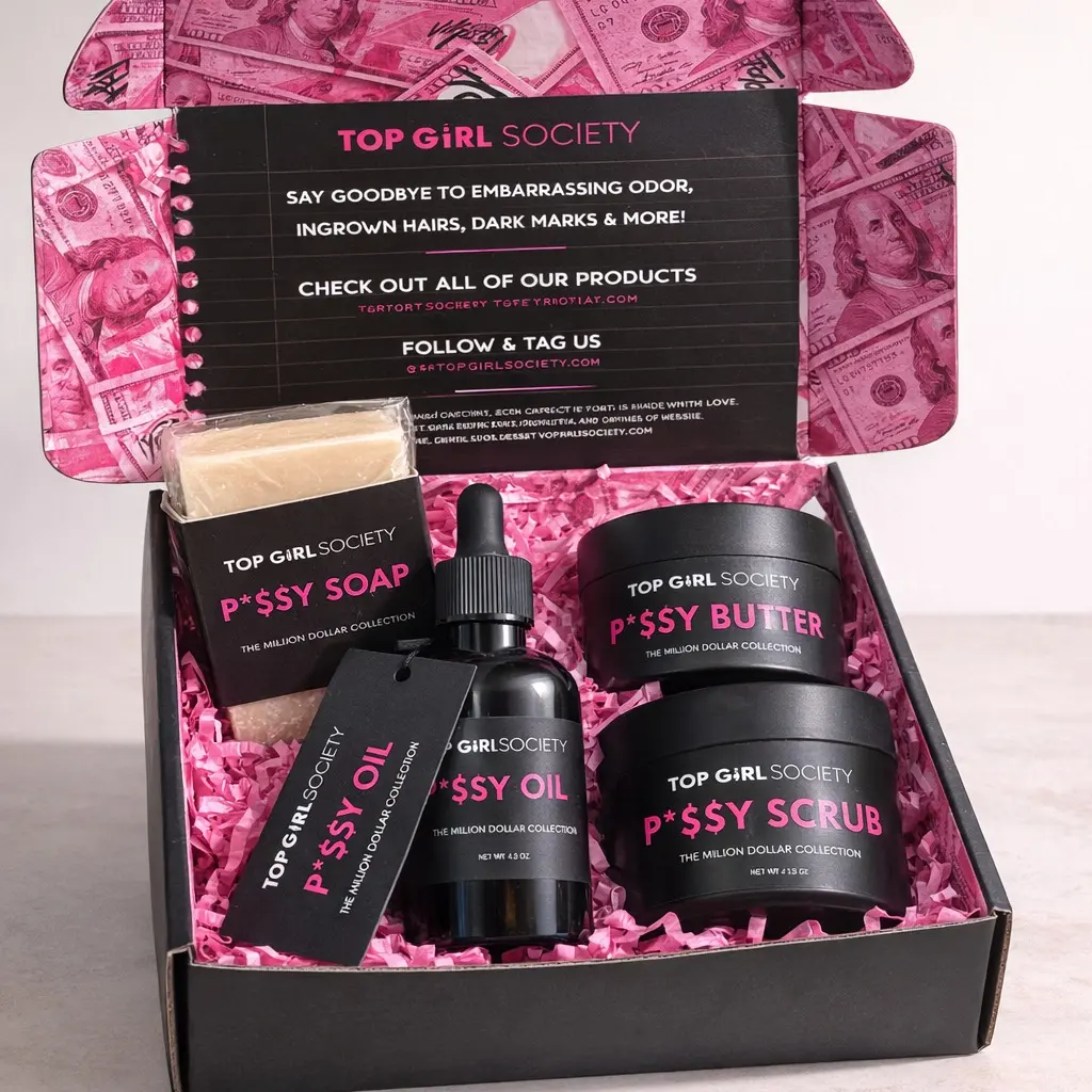 Top Girl Society Pink Friday Box PH Balancing Feminine Care Set Natural and Relieves Itching and Irritation