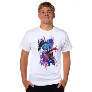 Spider-Man Men's Spider-Verse Miles Morales and Gwen Adult T-Shirt Adult Short Sleeve T-Shirt
