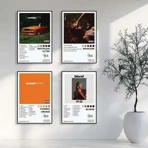 4-piece set by Frank Ocean/BLONDE/NOVACANE/CHANNEL ORANGE/NOSTALGIA, ULTRA. Album covers, ideal gift for music lovers, Christmas and New Year's gift, suitable for bedroom, office, living room, cafe, bar, home and dormitory décor, frameless.