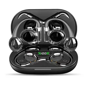 Open Ear Headphones, Wireless Open Ear Earbuds with Mic, Stereo Sound, ENC Noise Canceling, LED Display Charging Case, Bluetooth 5.3 Earphones with Ear Hooks for Running Cycling Driving Workout Black