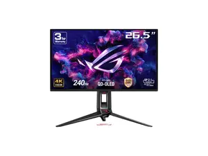 ASUS ROG Swift 27 inch UHD 4K 240Hz with FreeSync Premium & G-Sync Compatible 0.03ms HDR400 Semi-Glossy OLED Gaming Computer Monitor with Height Adjustable, Pivot, Swivel & Tilt Stand PG27UCDM