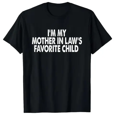 Women's Organic Cotton Graphic Crew Neck Short-Sleeve Tshirt - "I'm My Mother-In-Law's Favorite Child" Funny Shirt, Helmet-Inspired Design, Casual Summer Outdoor Wear, Humorous Statement Top, Funny Shirts, Lady, Outdoors, Shortsleeve, Valentines Day, T-Sh