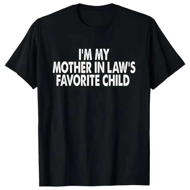 Women's Organic Cotton Graphic Crew Neck Short-Sleeve Tshirt - "I'm My Mother-In-Law's Favorite Child" Funny Shirt, Helmet-Inspired Design, Casual Summer Outdoor Wear, Humorous Statement Top, Funny Shirts, Lady, Outdoors, Shortsleeve, Valentines Day, T-Sh