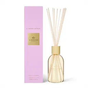 Glasshouse Fragrances “A Tahaa Affair” 250 mL Reed Diffuser – Gourmand Vanilla-Caramel & Coconut Scent in Elegant Glass Vessel