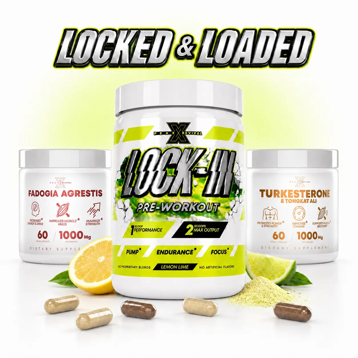 Locked & Loaded Stack | Lock-In - Baking Soda PreWorkout & Natural Testosterone Booster & TRT Alternative | Muscle, Strength &  Edible Natural Testosterone Booster Pre Workout Fitness Supplement Men Performance Support Plant Based Supplement Dietary