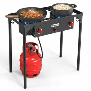 BESTFIRE 150000BTU 2-Burner Propane Stove – Electronic Ignition, Regulator & Removable Legs for Camping, BBQ, Turkey Frying High Pressure Gas Burner outdoor barbecue cooking picnic cooker