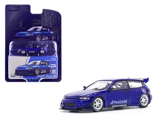 Pandem Civic EG6 RHD (Right Hand Drive) Blue Metallic "Enigma Exclusive Edition" 1/64 Die Cast Model Car by Pop Race