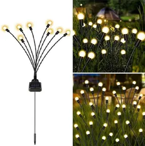 Solar Garden Lights - 2 Pack 16 LED Solar Firefly Lights with 2 Lighting Mode, Sway by Wind, Waterproof Solar Christams Outdoor Lights Decoration, Solar Lights for Outside Yard Walkway, Warm White
