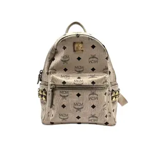 Pre-owned MCM FRANCE Shoulder Bags H2 Stark Series Beige Visetos Classic Pattern Rivet Small Backpack 26433