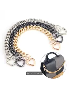 Metal Purse Chain Strap Extender, Heart Shape Design, Lengthen Crossbody Shoulder Bag Strap, All Seasons Handbag Accessory Charm