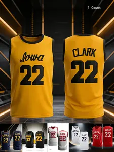Men's Embroidered Basketball Jersey #22 Clark, Multi-Color Options, Lightweight Breathable High-Quality Sports Wear, S-3xl, Sports Top, Stylish Jersey