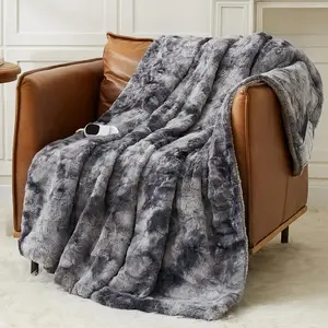 Heated Blanket Electric Throw - 50"x60" Heating Blanket with 1/2/4/6/8 Hours Auto-Off 10 Heat Levels Over-Heat Protection Luxury Faux Fur Sherpa ETL Certification