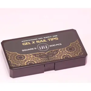 [Square S] Full Cover Tips - Soft Gel X tips - 600 pcs - Short Length- 11 sizes