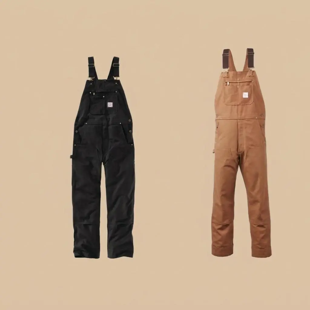 Unisex Heavy Duty Canvas Bib Overalls, Adjustable Suspender Work Pants with Multi Pockets, Reinforced Knee Streetwear Jumpsuit