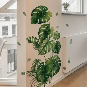 Leaf Wall Sticker, Palm Leaf Plant Waterproof Wall Decal, PVC Self-Adhesive, Suitable for Bedroom Living Room TV Wall Decor