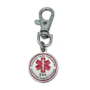 ESA Dog Tag Accessories Emotional Support Animal Double Sided Red Medical Alert Symbol Medal for Small Dogs Use for Collars Harness Vest Easy to Switch Pet ID