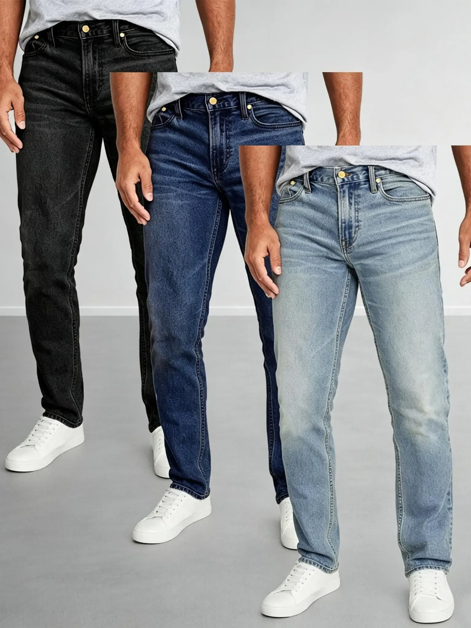 Set: men’s stacked high‑stretch straight‑fit jeans; multi‑color distressed denim; ripped‑hem patchwork distressed jeans; multi‑color streetwear; slim‑fit ripped jeans; premium denim fabric for men; trendy men’s jeans; versatile straight‑fit style; suitabl