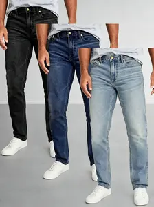 Set: men’s stacked high‑stretch straight‑fit jeans; multi‑color distressed denim; ripped‑hem patchwork distressed jeans; multi‑color streetwear; slim‑fit ripped jeans; premium denim fabric for men; trendy men’s jeans; versatile straight‑fit style; suitabl