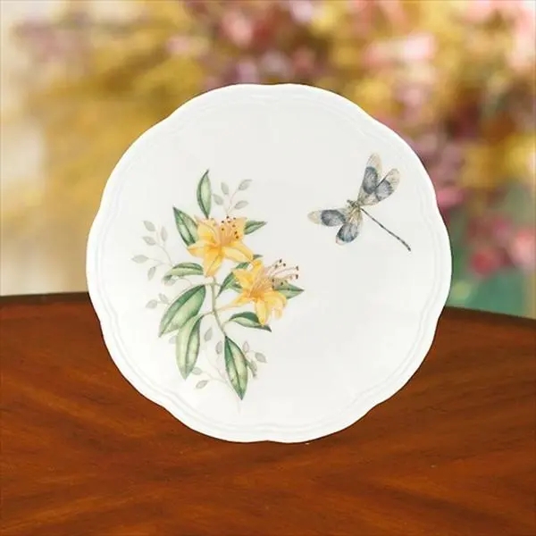 Lenox Butterfly Meadow Dishwasher-Safe Party Plates (Set of 6) - Ladybug, Bumblebee, Colorful Butterflies and Flowers Design, Pack of 1