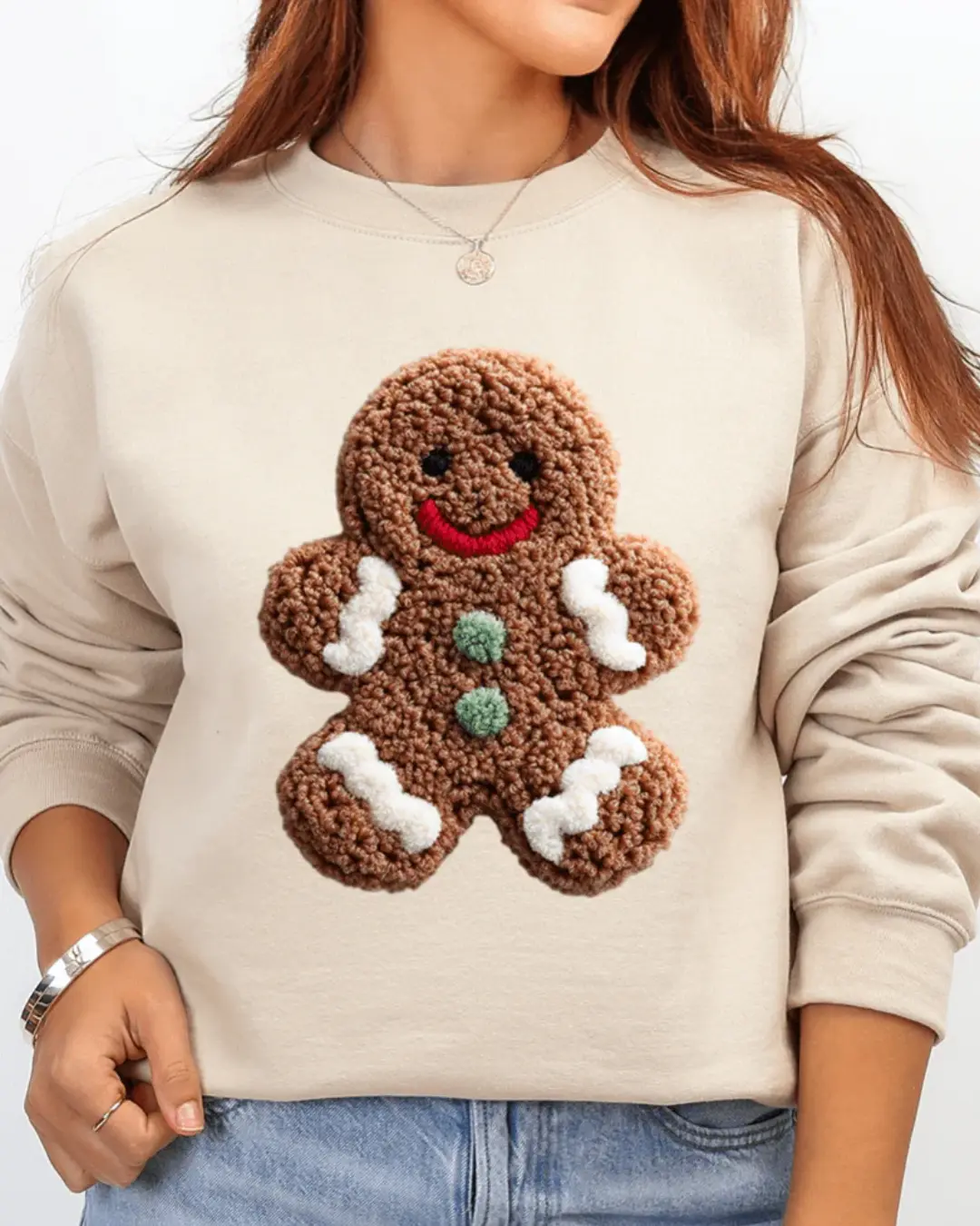 Faux Yarn Gingerbread Kisses Heavy Blend Crew Sweatshirt