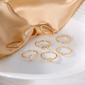 8-12PCS 14K Gold Stacking Rings Set for Women - Dainty CZ Heart Thumb Rings, Non-Tarnish Minimalist Stackable Bands, Size 4-11, Trendy Jewelry Gift for Her, Viral Aesthetic Gold Rings