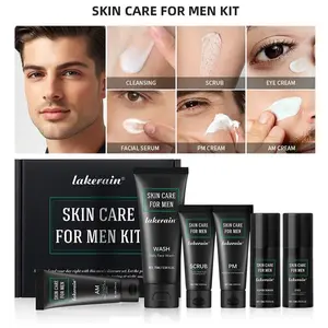 Men's All-In-One Skincare Set, Essential Commute Kit, Oil Control Cleansing Exfoliating, 24-Hour Long-Lasting Moisture, One-Stop Care Box