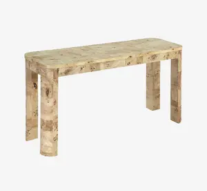 Hollywood Regency Burl Wood Desk | Sculptural Waterfall Entry Table with Unique Grain
