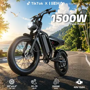 【HiEHA】1500W Electric EBike for Adults 34MPH Max Speed 30-70 Miles Range Full Suspension 20"×4.0" Fat Tires 48V 15AH Removable Battery All Terrain Electric Bike UL 2849 Certified, tiktokshopmemorialday