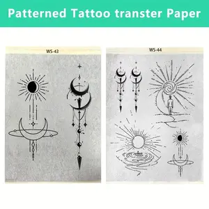 1pc A4 Geometric Moon, Sun Tattoo Transfer Paper – Pre-Designed Pattern Stencil, No Drawing Needed, Compatible with Transfer Gel, Suitable for Arm/Back/Abdomen, Folder Packaging to Prevent Damage, Ideal for Tattoo Beginners and Enthusiasts, Fake Tattoo