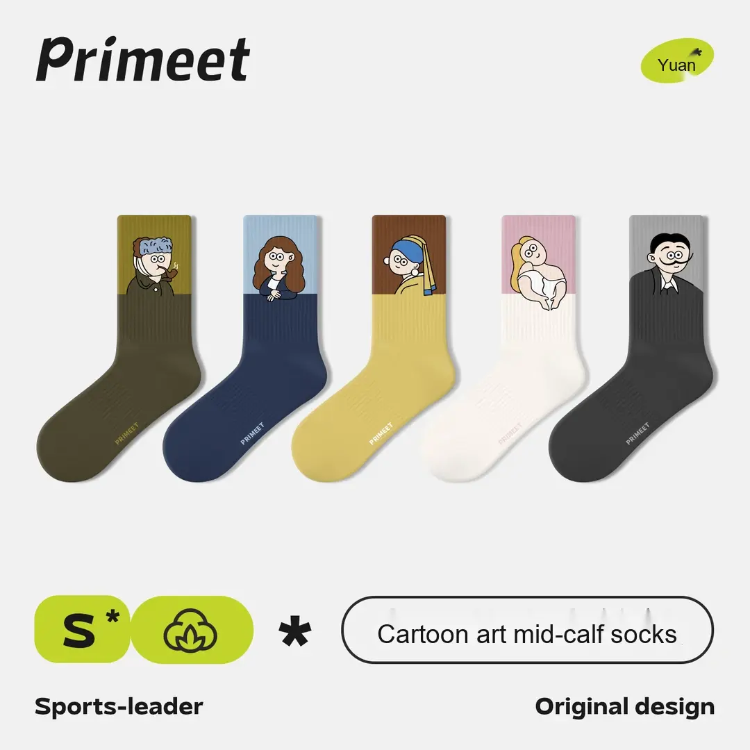 Primeet Women's 2026 New‑Arrival Mid‑Calf Socks for Autumn & Winter, American‑Retro Funny‑Illustration Cotton Socks for Fall and Winter