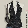 【Black Friday】Women's Polka Dot Print Halter Top, Boho-Style Deep V-Neck Sleeveless Fitted Design with Tie-Back Closure & Adjustable Ruched Waist, Soft Breathable Fabric for Daily Wear and Vacation